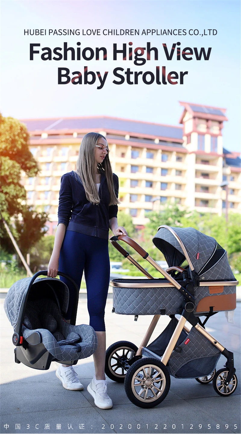 

3 in 1 Baby Stroller Luxury Baby Pushchair Aluminum Frame Car High Landscape Baby Carriage Folding Kinderwagen Pram with Gifts