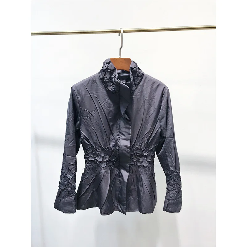 Women Winter Coats 2020 New Plus Size Stretch Miyake Pleated Outwears For Female 45-75kg Stand Collar Long Sleeved Slim Zipper
Women Winter Coats 2020 New Plus Size Stretch Miyake Pleated Outwears For Female 45-75kg Stand Collar Long Sleeved Slim Zipper