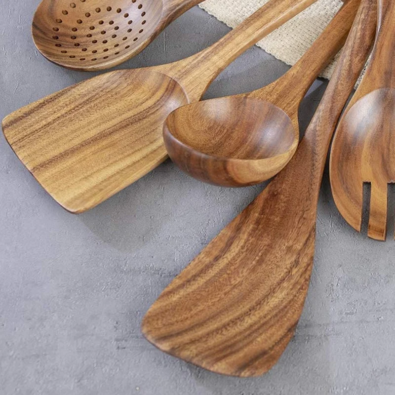 Wooden Cooking Utensils for Kitchen,with Storage Bucket,for Cooking Tools for Nonstick Cookware,Natural Teak Wood,6 Pack
Wooden Cooking Utensils for Kitchen,with Storage Bucket,for Cooking Tools for Nonstick Cookware,Natural Teak Wood,6 Pack