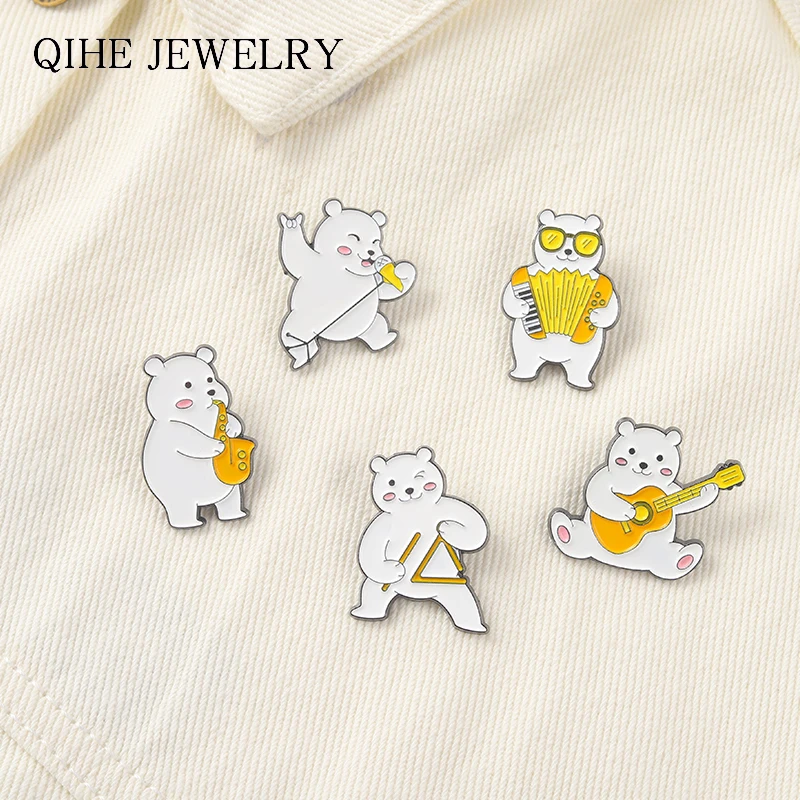 Music Playing Bears Enamel Pins White Bear pins Guitar Saxophone Brooch Lapel Badge for Bag backpacks pin brooch bulk wholesale 
Music Playing Bears Enamel Pins White Bear pins Guitar Saxophone Brooch Lapel Badge for Bag backpacks pin brooch bulk wholesale