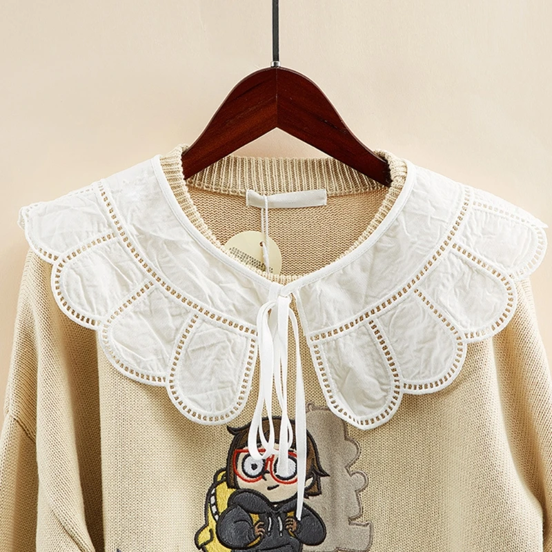 Women Lace-Up Bowknot False Fake Collar Hollow Out Jacquard Petal Big Shawl Wrap Decorative Necklace Cotton Capelet
Women Lace-Up Bowknot False Fake Collar Hollow Out Jacquard Petal Big Shawl Wrap Decorative Necklace Cotton Capelet