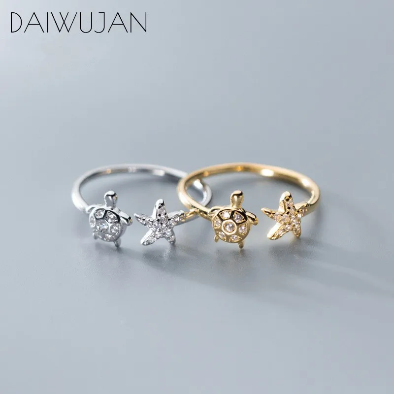 DAIWUJAN New Cute 925 Sterling Silver Luxury Turtle Starfish Open Rings For Fashion Women Girls Minimalist Zircon Accessories
DAIWUJAN New Cute 925 Sterling Silver Luxury Turtle Starfish Open Rings For Fashion Women Girls Minimalist Zircon Accessories