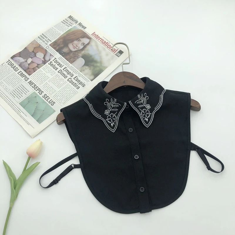 New style Women Black White Chiffon Half Shirt Blouse Elegant Embroidered Floral Irregular Lapel False Collar Layering Dickey
New style Women Black White Chiffon Half Shirt Blouse Elegant Embroidered Floral Irregular Lapel False Collar Layering Dickey
