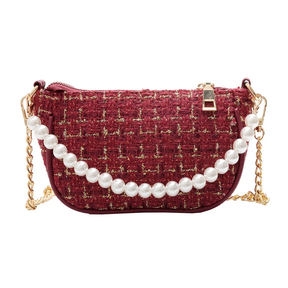 Linen Splicing Color Shoulder Purse Fashion Children Pearl Chain Crossbody Pouch Popular Simple Female Daily Bag
Linen Splicing Color Shoulder Purse Fashion Children Pearl Chain Crossbody Pouch Popular Simple Female Daily Bag