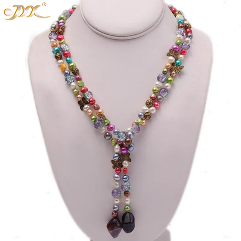 JYX 618sale Vivid Multi color Natural freshwater pearls necklace with crystal 7-10mm simple chain 51“ pretty gift women
JYX 618sale Vivid Multi color Natural freshwater pearls necklace with crystal 7-10mm simple chain 51“ pretty gift women