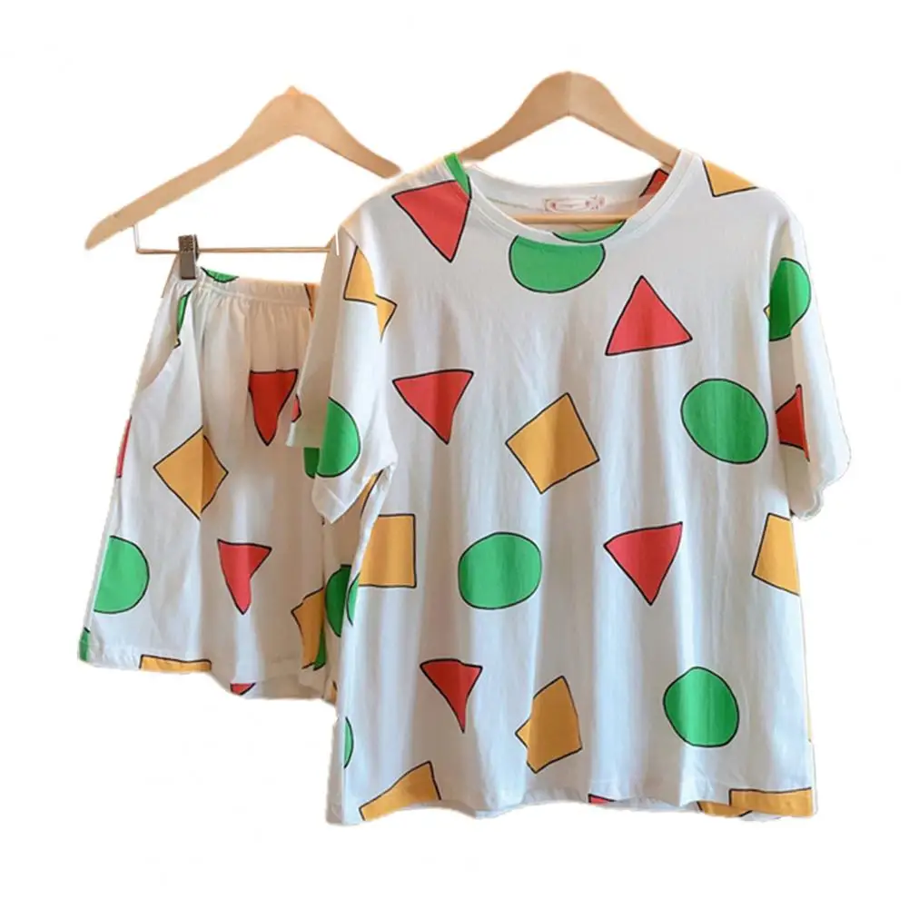 New Cartoon 2Pcs/Set Women Sleepwear Geometric Printing Cool Cute Pajamas Ladies Short Sleeve Pajamas Suit for Home
New Cartoon 2Pcs/Set Women Sleepwear Geometric Printing Cool Cute Pajamas Ladies Short Sleeve Pajamas Suit for Home