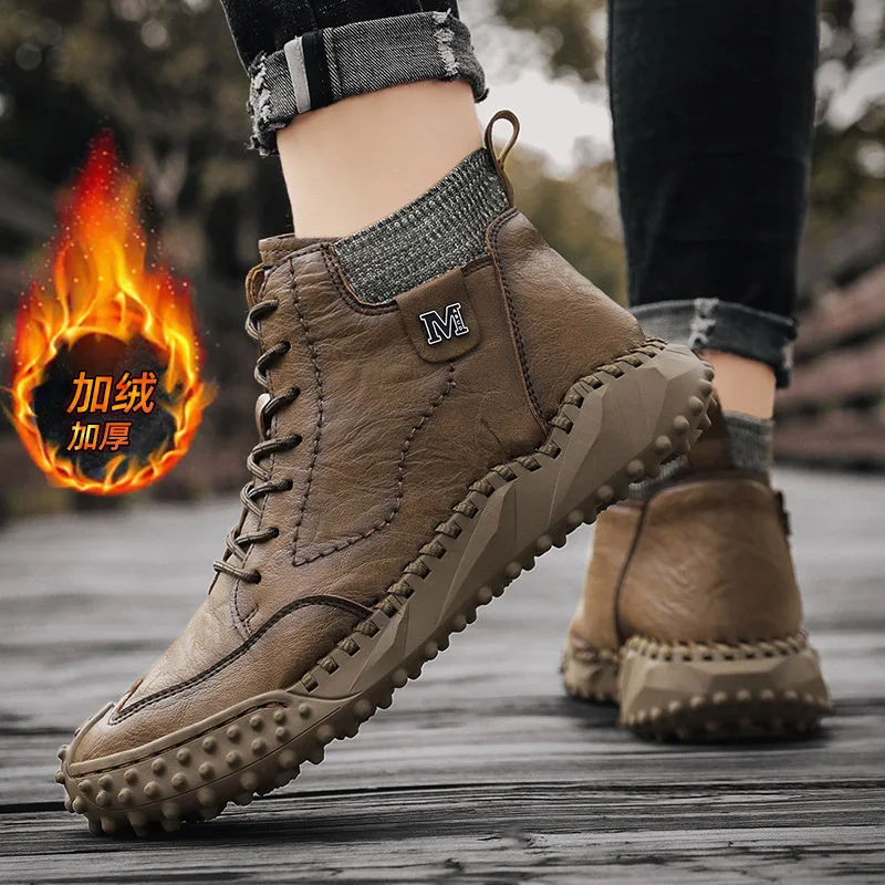 Classic Winter Men's Boots Real Leather Plush Warm Men's Snow Boots Waterproof Outdoor Roman Men Work Boots Men Motorcycle Boots
Classic Winter Men's Boots Real Leather Plush Warm Men's Snow Boots Waterproof Outdoor Roman Men Work Boots Men Motorcycle Boots