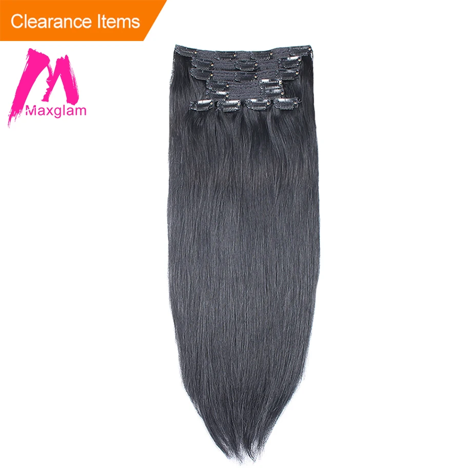 Maxglam прямые волосы на заколках 140 г/10 шт 100 г/9 бразильские remy для наращивания 1 # 1B #2
