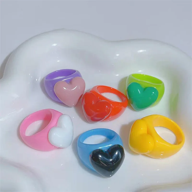 2022 New Fashion Sweet Candy Colorful Resin Acrylic Geometric Heart Finger Ring For Women Cute Harajuku Jewelry Gifts Hot Sale
2022 New Fashion Sweet Candy Colorful Resin Acrylic Geometric Heart Finger Ring For Women Cute Harajuku Jewelry Gifts Hot Sale
