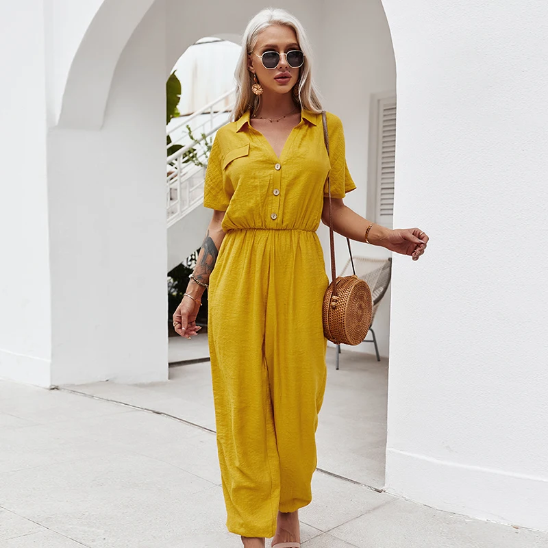 Women's V Neck High Waist jumpsuits Straight Elegant Office Lady Overalls 2021 All Match Solid Casual Loose Chic Women Jumpsuits
Women's V Neck High Waist jumpsuits Straight Elegant Office Lady Overalls 2021 All Match Solid Casual Loose Chic Women Jumpsuits