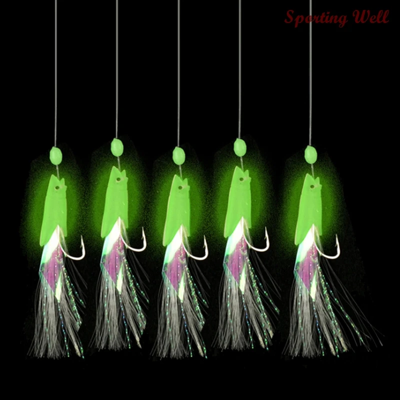 5pcs/pack Luminous Fishing Hook Treble Bait Wire 9g Luminous Fishing Hook High Carbon Steel Mackerel Feathers Bass Cod Lure 
5pcs/pack Luminous Fishing Hook Treble Bait Wire 9g Luminous Fishing Hook High Carbon Steel Mackerel Feathers Bass Cod Lure