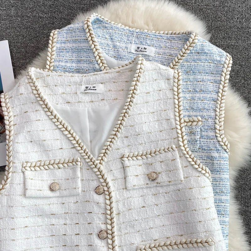 Ladies temperament small incense wind waistcoat vest jacket women autumn and winter loose woven tweed V-neck waistcoat jacket
Ladies temperament small incense wind waistcoat vest jacket women autumn and winter loose woven tweed V-neck waistcoat jacket