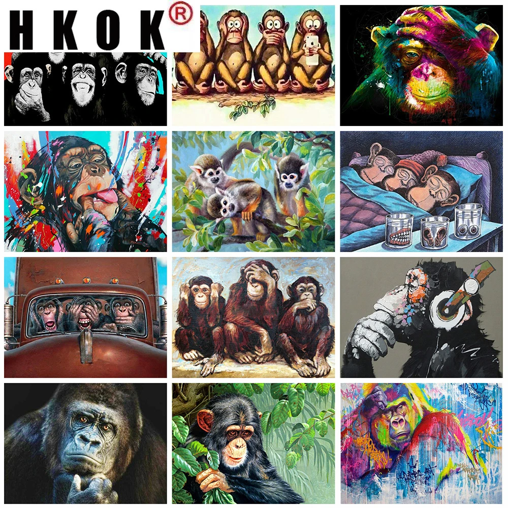 HKOK 5D DIY Diamond Painting Monkey Animals Rhinestone Embroidery Cross Stitch Kit Mosaic Diamond Art Home Decoration
HKOK 5D DIY Diamond Painting Monkey Animals Rhinestone Embroidery Cross Stitch Kit Mosaic Diamond Art Home Decoration