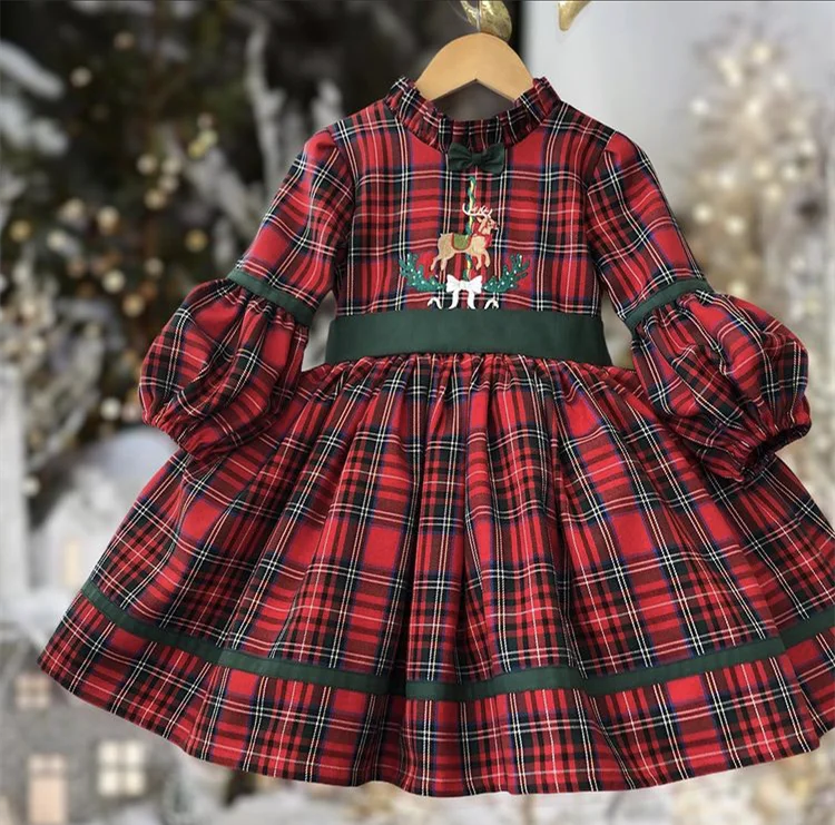 Baby Girl Autumn Winter Red Plaid Deer Embroidery Vintage Spanish Turkish Ball Gown Princess Dress for Christmas Casual Eid
Baby Girl Autumn Winter Red Plaid Deer Embroidery Vintage Spanish Turkish Ball Gown Princess Dress for Christmas Casual Eid