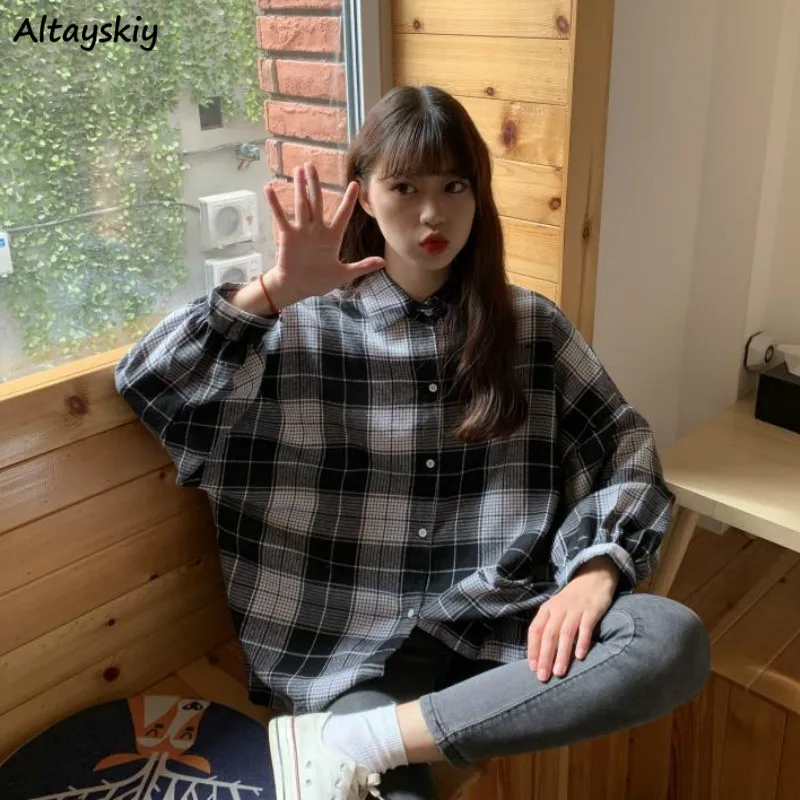 Shirts Women Spring Autumn Plaid Batwing Sleeve College Students Retro Ladies Top Blouse Lovely All-match Lapel Chic Trendy Soft
Shirts Women Spring Autumn Plaid Batwing Sleeve College Students Retro Ladies Top Blouse Lovely All-match Lapel Chic Trendy Soft