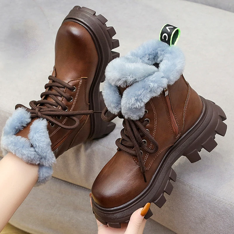 Waterproof Leather Snow Boots Woman Short Boots Fur Women Long Plush Warm Shoes Winter Platforms Heel Footware Brown Black
Waterproof Leather Snow Boots Woman Short Boots Fur Women Long Plush Warm Shoes Winter Platforms Heel Footware Brown Black
