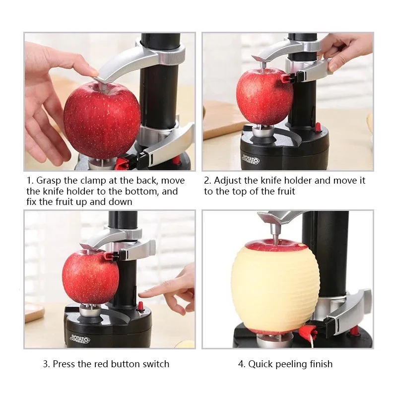 New Electric Automatic Peeler Slicer Machine Fruit Vegetable Grater Stainless Steel Spiral Cutter for Kitchen Gadget Accessories
New Electric Automatic Peeler Slicer Machine Fruit Vegetable Grater Stainless Steel Spiral Cutter for Kitchen Gadget Accessories