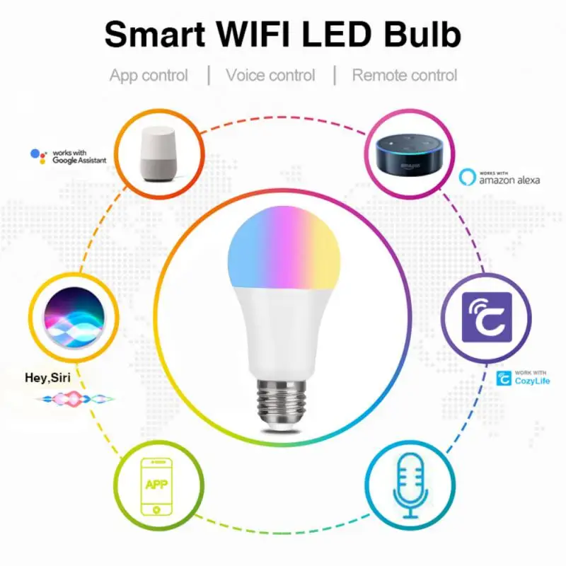Лампочка 9 Вт Homekit с голосовым управлением Alexa WiFi Smart RGBWC лампочсветильник Cozylife Bluetooth
Лампочка 9 Вт Homekit с голосовым управлением Alexa WiFi Smart RGBWC лампочсветильник Cozylife Bluetooth