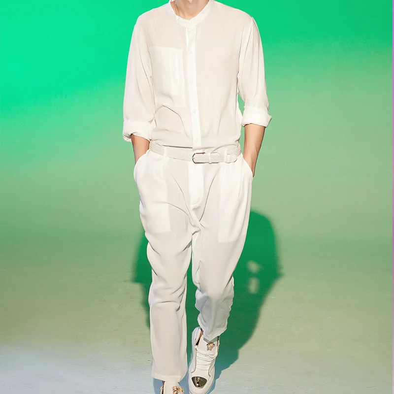 Весенне-осенний модный свободный стильный мужской комбинезон для показа, комбинезон с широкими штанинами, комбинезон, парикмахерские брюк...
Весенне-осенний модный свободный стильный мужской комбинезон для показа, комбинезон с широкими штанинами, комбинезон, парикмахерские брюк...