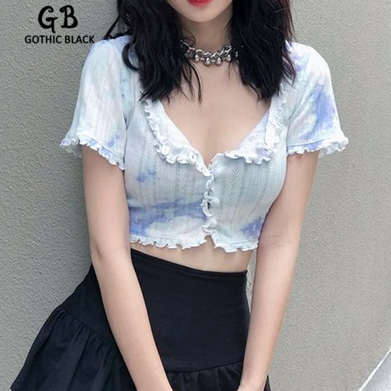 Женский облегающий Топ Gothblack, укороченный топ с коротким рукавом и пуговицами из дышащего материала, лето 2019
Женский облегающий Топ Gothblack, укороченный топ с коротким рукавом и пуговицами из дышащего материала, лето 2019