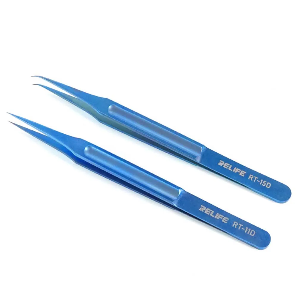 Relife RT-11D 15D Precision Tweezers Ultra Lightweight Jumping Wire High Hardness Non-Magnetic Tin Points Repair Tools
Relife RT-11D 15D Precision Tweezers Ultra Lightweight Jumping Wire High Hardness Non-Magnetic Tin Points Repair Tools