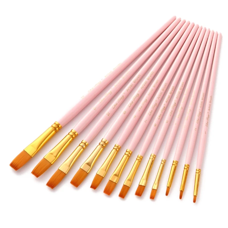 12Pcs Nylon Hair Wooden Handle Flat Watercolor Paint Brush Pen Set DIY Oil Acrylic Painting Brushes
12Pcs Nylon Hair Wooden Handle Flat Watercolor Paint Brush Pen Set DIY Oil Acrylic Painting Brushes
