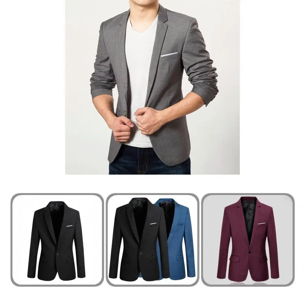 Business Blazer Fashion Solid Color Flap Pockets Single Button Lapel Suit Jacket Workwear Men Blazer Suit Jacket
Business Blazer Fashion Solid Color Flap Pockets Single Button Lapel Suit Jacket Workwear Men Blazer Suit Jacket