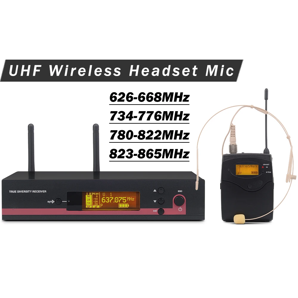 

Professional 122 G3 UHF Wireless Microphone System with True Diversity Receiver+Headset Mic+3.5mm Screw Bodypack Transmitter