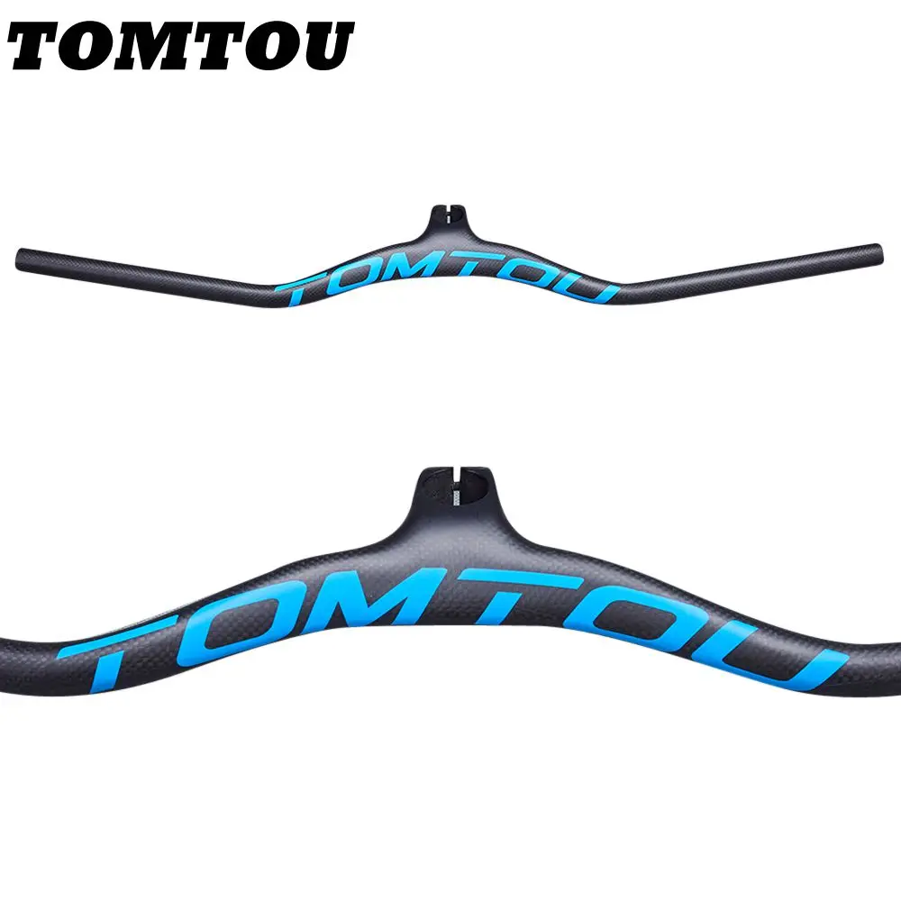 

TOMTOU Carbon MTB Handlebar Bike Horizontal Integrated Handlebar With Stem -8 -17 -25 Bicycle Mountain Accessories