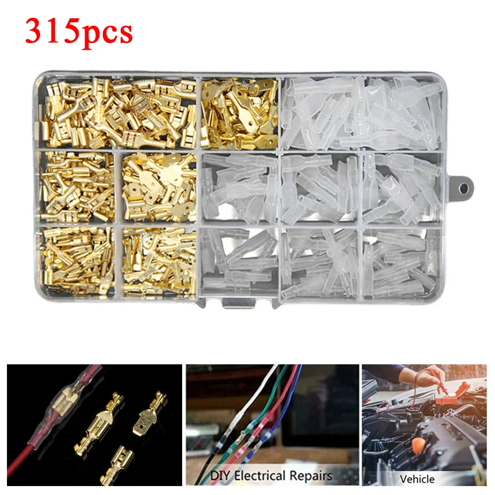 315pcs Cable Spade Lugs Electrical Wire Terminals Crimp Connectors W/ Sleeves 105pcs Insulating Sleeves
315pcs Cable Spade Lugs Electrical Wire Terminals Crimp Connectors W/ Sleeves 105pcs Insulating Sleeves
