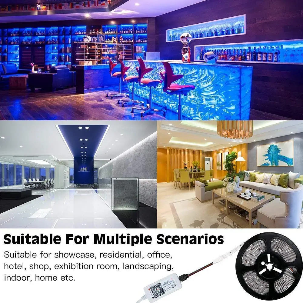WIFI Bluetooth RGB LED Strip 12V Flexible Diode Tape 5M 10M Waterproof Ribbon Smart Phone Control Alexa Google Assistant Adapter | Лампы и