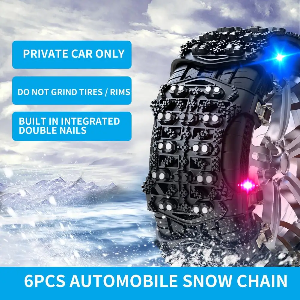 

6PCS Universal Car Anti-skid Snow Chain Griping Road Auto Winter Tire Wheels Snow Chains Multi-Function Outdoor Emergency Chain