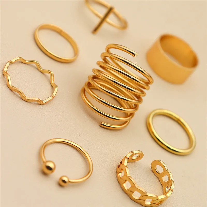 8pcs/set Punk Gold Color Cross Wave Chain Ring for Women Girl Metal Geometric Knuckle Finger Rings Anillos
8pcs/set Punk Gold Color Cross Wave Chain Ring for Women Girl Metal Geometric Knuckle Finger Rings Anillos