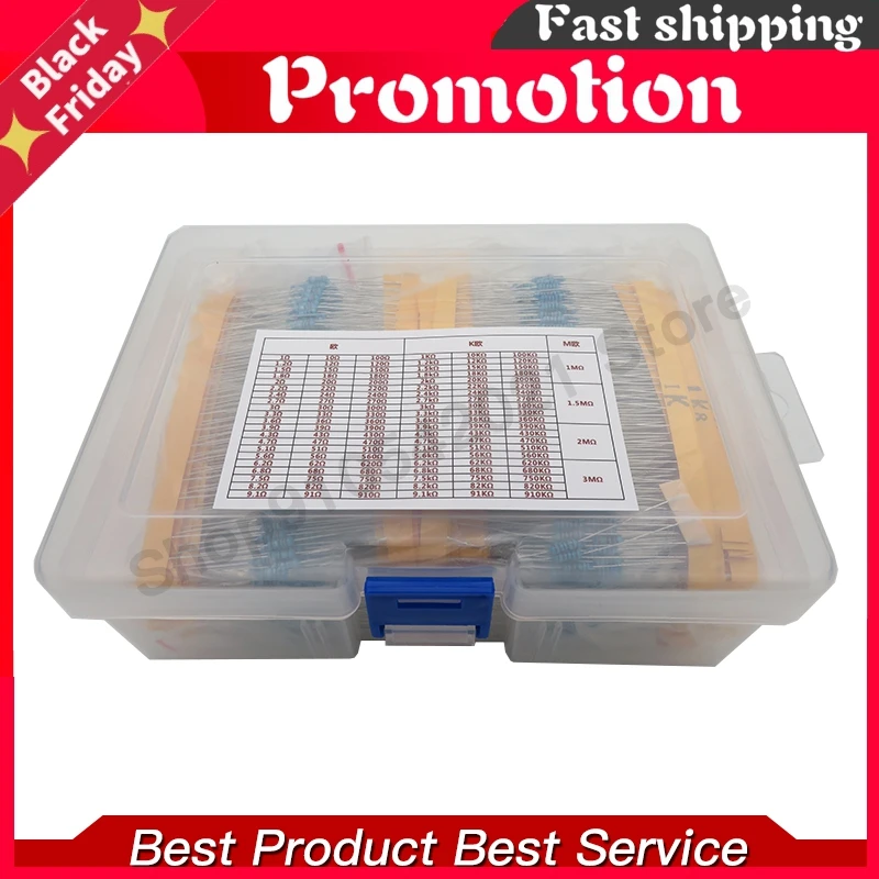 2600pcs 130 Values 1/4W 0.25W 1% Metal Film Resistors Assorted Pack Kit Set Lot Resistors Assortment Kits Fixed capacitors
2600pcs 130 Values 1/4W 0.25W 1% Metal Film Resistors Assorted Pack Kit Set Lot Resistors Assortment Kits Fixed capacitors