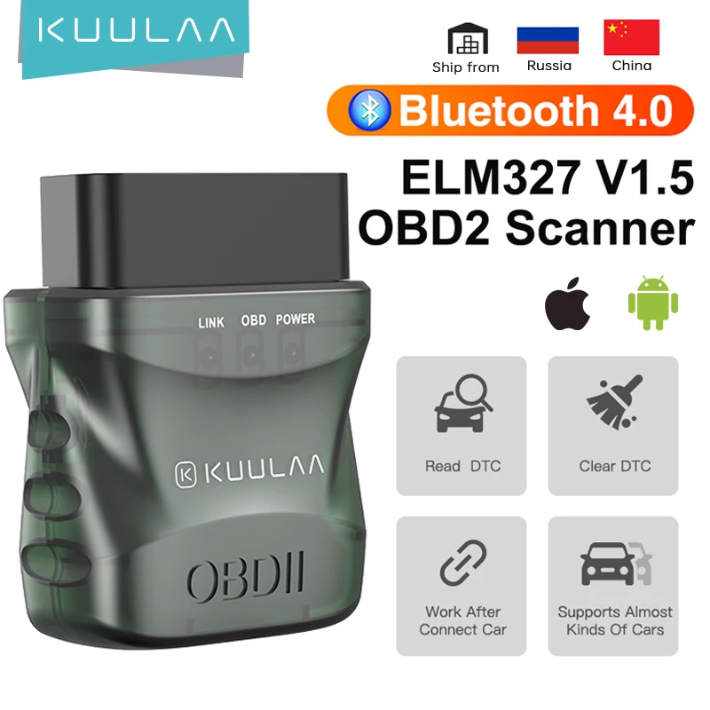 Автомобильный диагностический сканер KUULAA ELM327 V1.5 OBD2 Bluetooth 4 0 OBD 2 для IOS Android ПК ELM 327