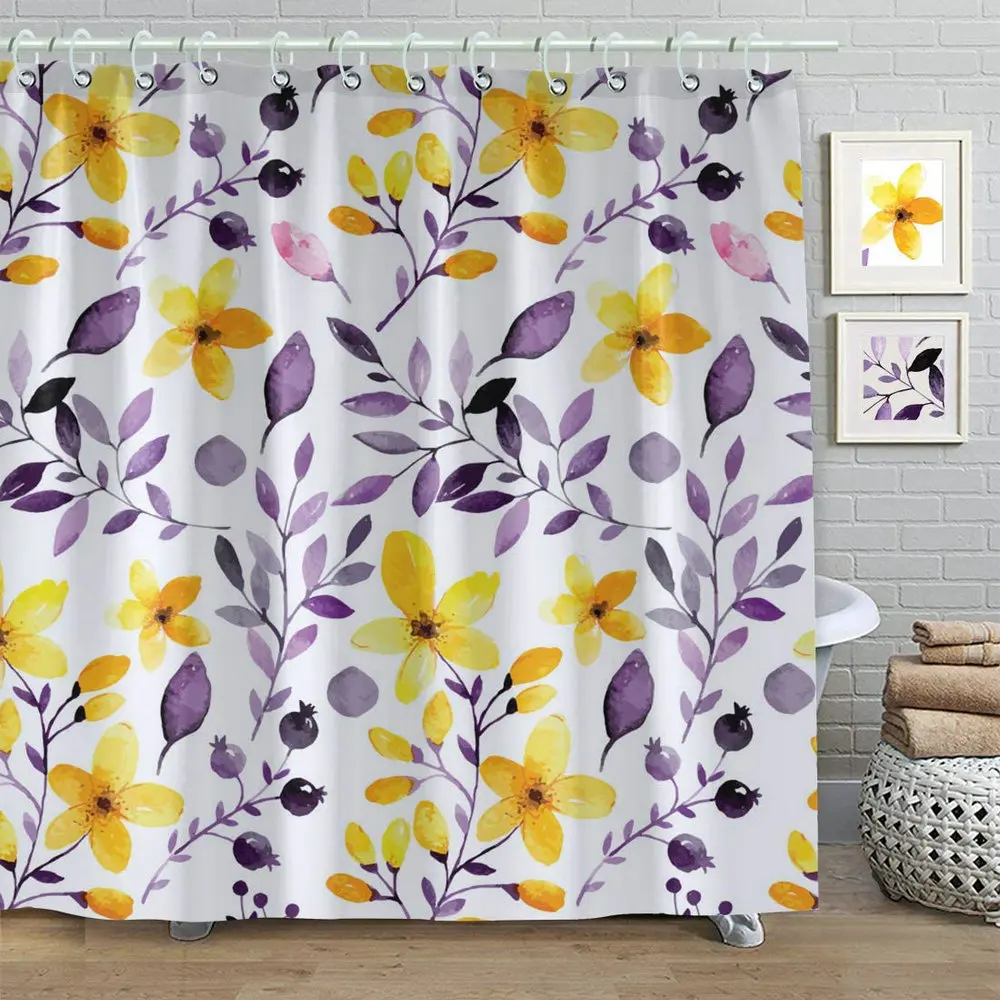 Flower Plant Leaf Shower Curtain Set Watercolor Floral Pastoral Art Yellow Purple Spring Bathroom Polyester Screen Home Decor
Flower Plant Leaf Shower Curtain Set Watercolor Floral Pastoral Art Yellow Purple Spring Bathroom Polyester Screen Home Decor