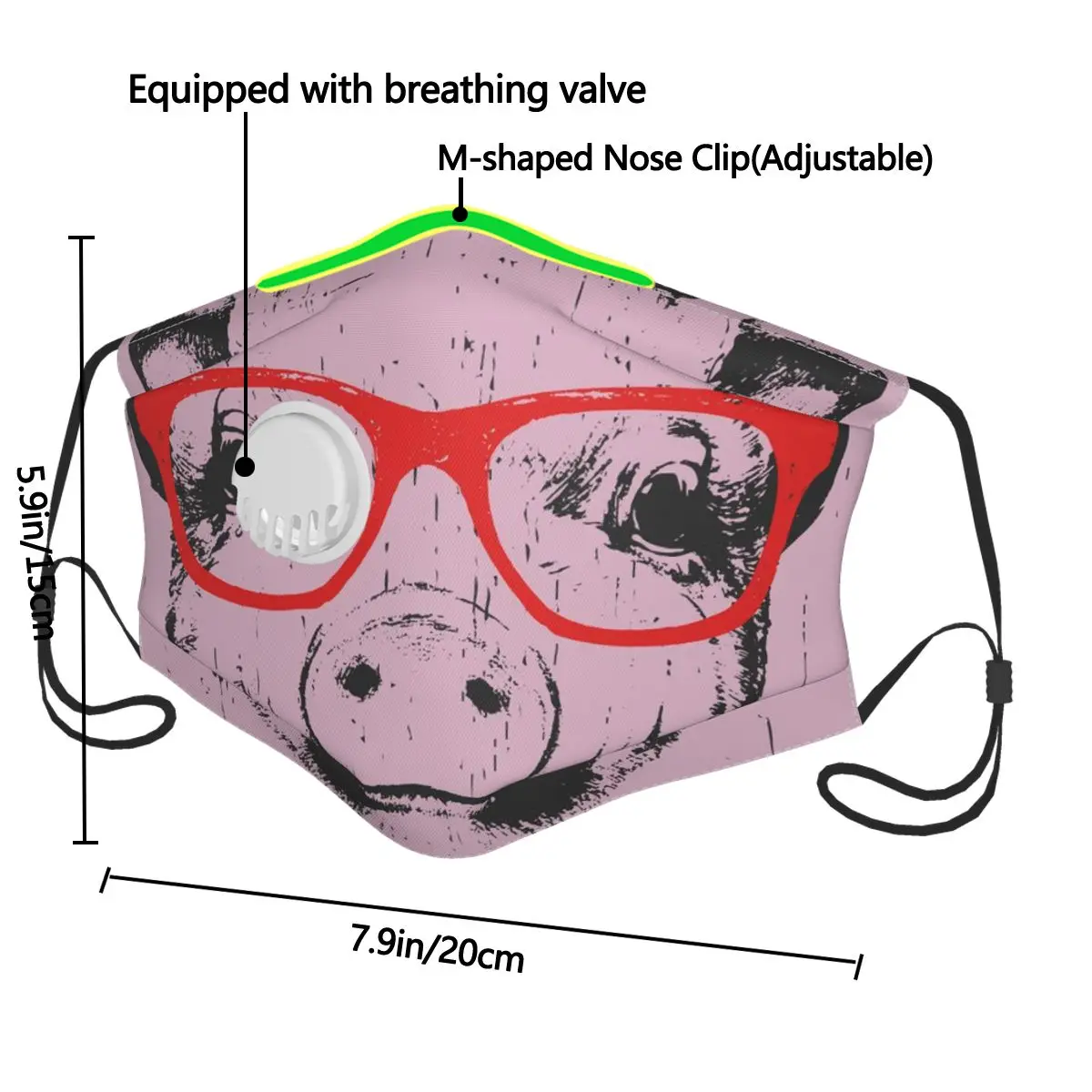 Pig With Red Glasses Breath Valve Mouth Mask Dust Proof Washable Reusable Masks Unisex Mouth Muffle for Man Women
Pig With Red Glasses Breath Valve Mouth Mask Dust Proof Washable Reusable Masks Unisex Mouth Muffle for Man Women