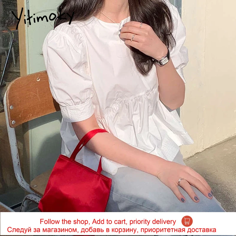 Yitimoky Women Shirts Blouses 2021 Fashion Summer Plus Size Loose Short Puff Sleeve Tops O-Neck Casual Office Lady New White
Yitimoky Women Shirts Blouses 2021 Fashion Summer Plus Size Loose Short Puff Sleeve Tops O-Neck Casual Office Lady New White