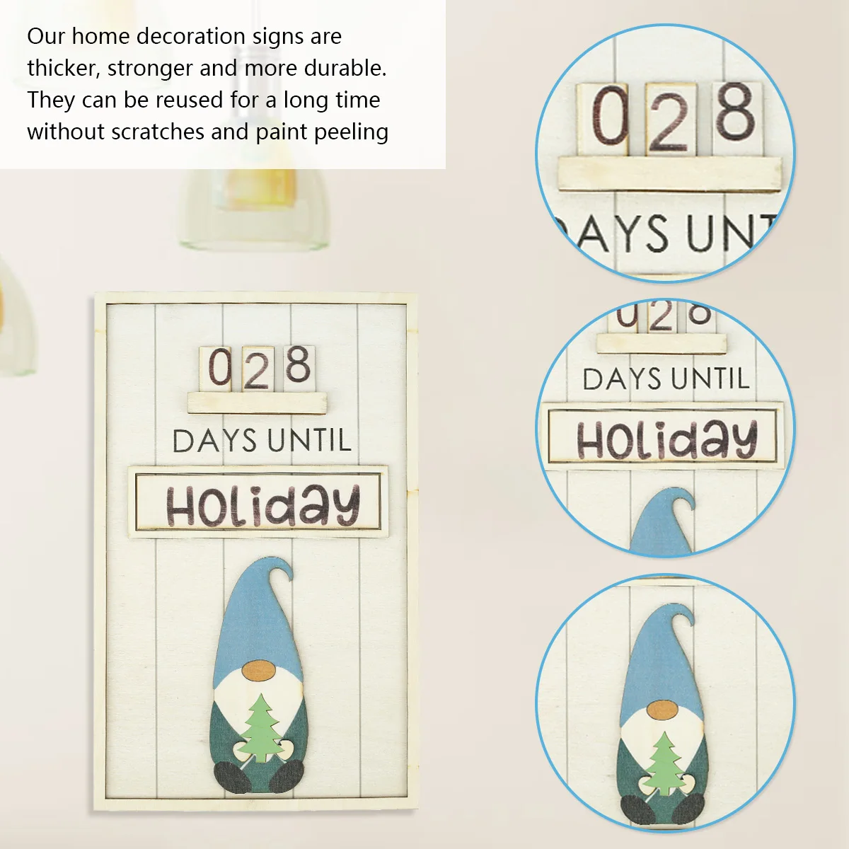 Interchangeable Gnome Countdown Calendar Year-round Events Countdown with Replaceable Decorative Sign for Halloween Easter Decor
Interchangeable Gnome Countdown Calendar Year-round Events Countdown with Replaceable Decorative Sign for Halloween Easter Decor