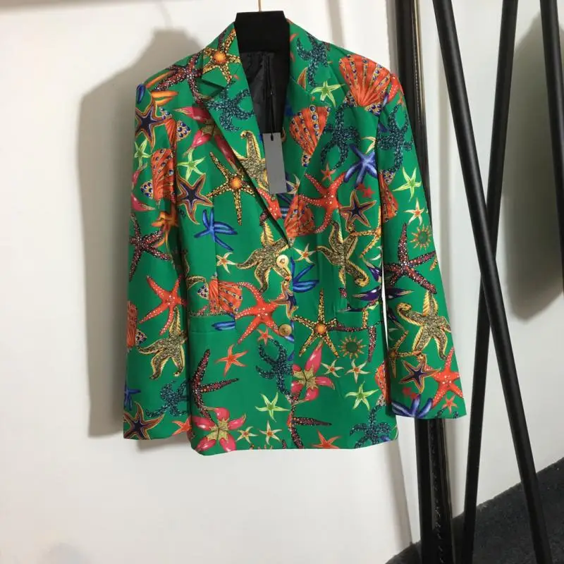 High Quality Green Long Sleeve V-Neck Starfish Print Blazer Classic Women Fashion Office Luxury Coat Jacket Tide Runway Clothes
High Quality Green Long Sleeve V-Neck Starfish Print Blazer Classic Women Fashion Office Luxury Coat Jacket Tide Runway Clothes