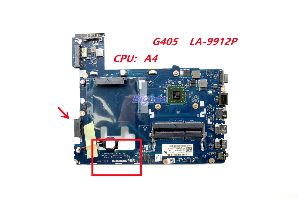 Оригинальная материнская плата VAWGA/GB LA-9912P для ноутбука Lenovo G405, материнская плата с процессором A4 DDR3 test 100%
Оригинальная материнская плата VAWGA/GB LA-9912P для ноутбука Lenovo G405, материнская плата с процессором A4 DDR3 test 100%
