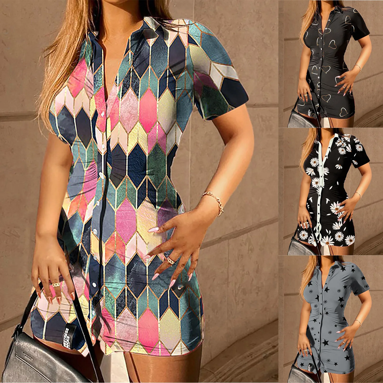 Diamond Check Pattern Shirt Dress Fashion Women Casual Slim Short Sleeve Cardigan Printing Dress Robe Femme 2021 Nouveau
Diamond Check Pattern Shirt Dress Fashion Women Casual Slim Short Sleeve Cardigan Printing Dress Robe Femme 2021 Nouveau