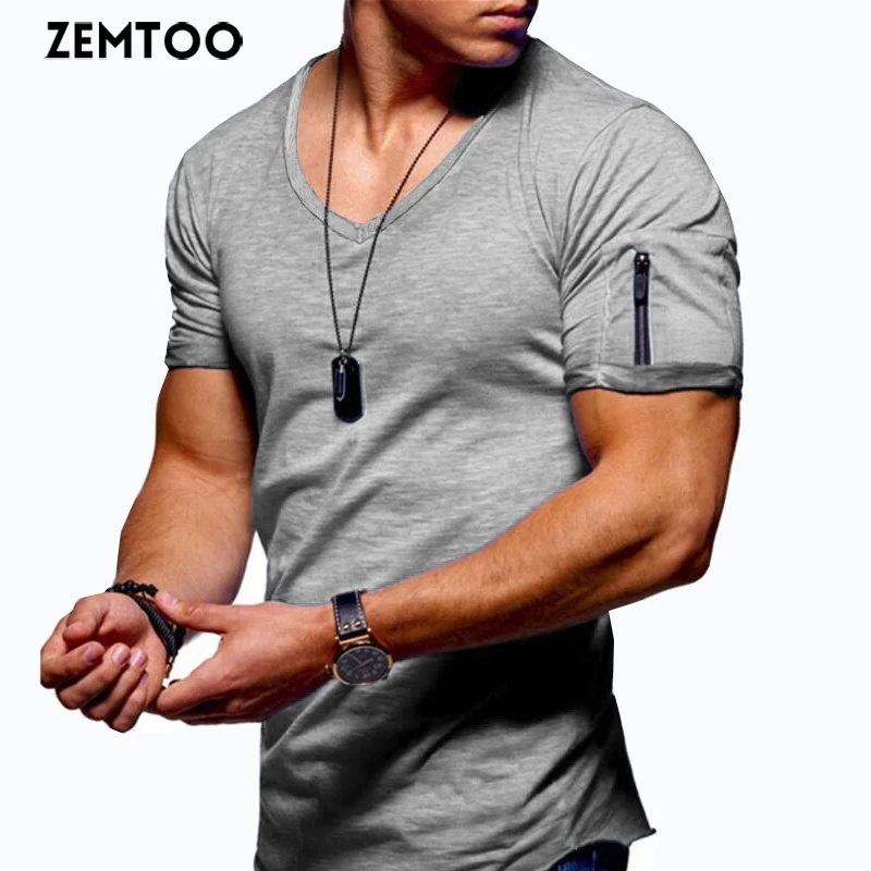 ZEMTOO Men's Fashion Solid Color T-shirt Arm Pocket Design Top Zipper Design Clothing FD015
ZEMTOO Men's Fashion Solid Color T-shirt Arm Pocket Design Top Zipper Design Clothing FD015