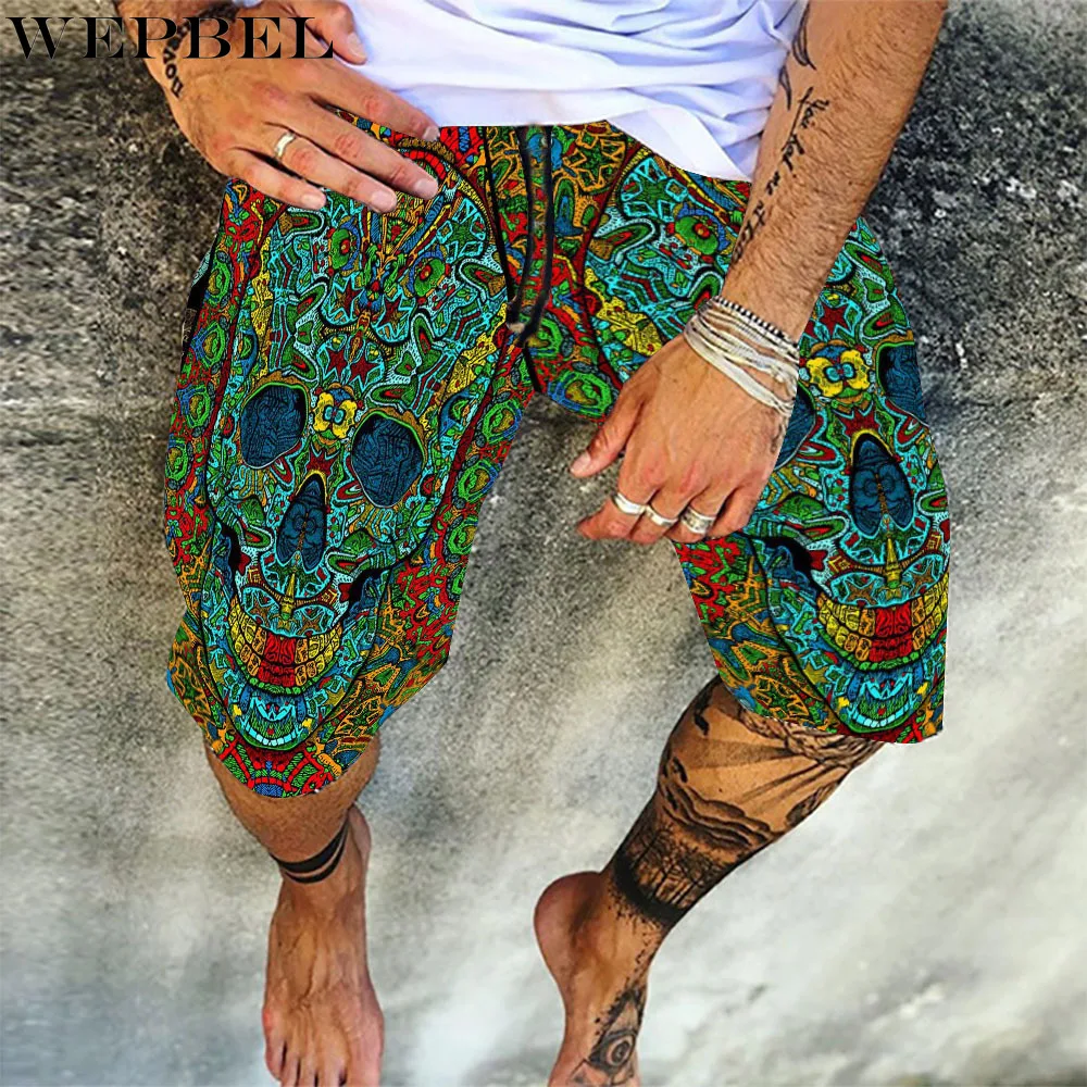 WEPBEL New Men's Fashion Skull Beach Pants Shorts Summer Casual Elastic Waist Mens Jogger Shorts
WEPBEL New Men's Fashion Skull Beach Pants Shorts Summer Casual Elastic Waist Mens Jogger Shorts