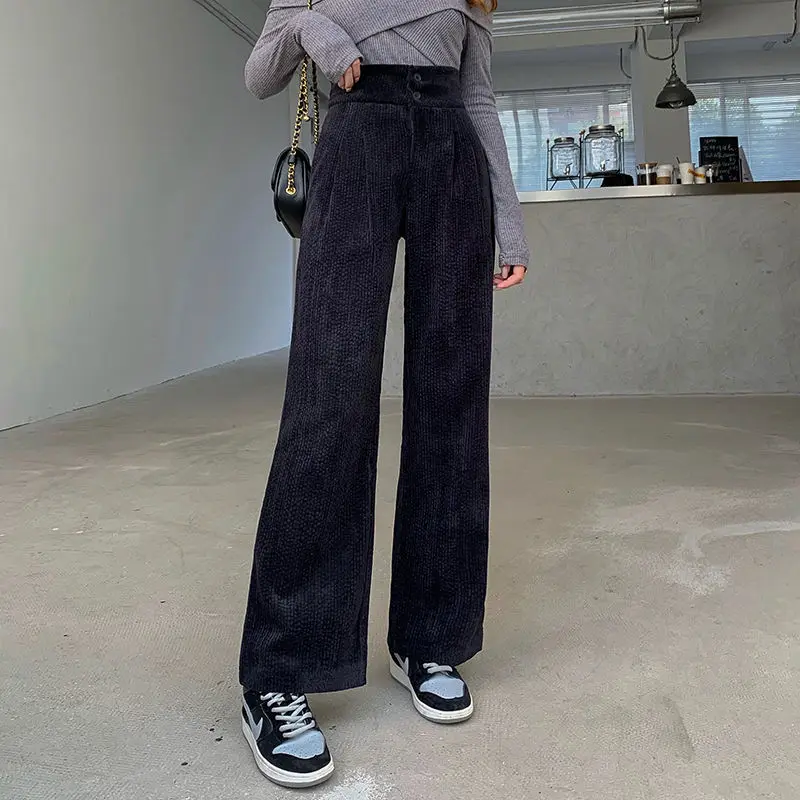 Fashion Women Corduroy Long Pant High Waist Double Button Loose Female Straight Leg Trousers Casual Pantalon Femme Pant
Fashion Women Corduroy Long Pant High Waist Double Button Loose Female Straight Leg Trousers Casual Pantalon Femme Pant