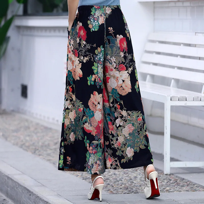 Print Wide Leg Pants Women Elastic Waist Skirt Pants Loose Trousers Plus Size 4XL Cotton Ankle Length Pants Vintage HK321
Print Wide Leg Pants Women Elastic Waist Skirt Pants Loose Trousers Plus Size 4XL Cotton Ankle Length Pants Vintage HK321