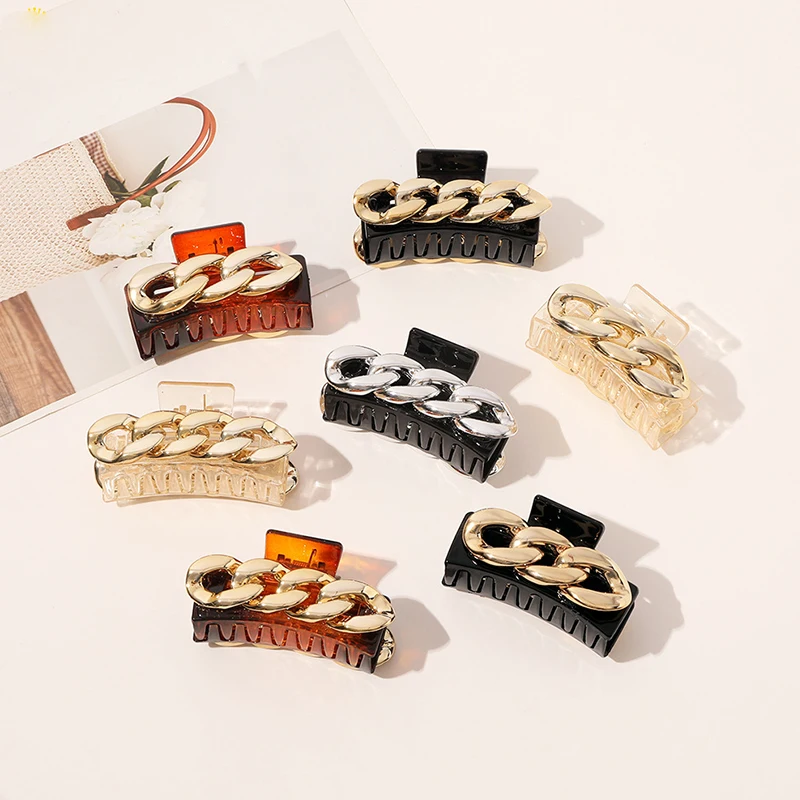 Vintage Golden Alloy Chain Hair Claw Clamp Hair Clip For Women Korean New Design Rectangle Classic Hair Accessories Hair Grips
Vintage Golden Alloy Chain Hair Claw Clamp Hair Clip For Women Korean New Design Rectangle Classic Hair Accessories Hair Grips