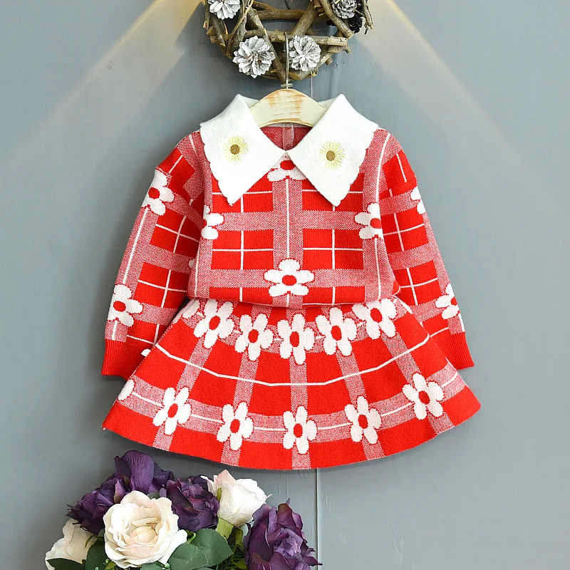 Fall Cute Winter Warm Kids Clothes Outfits Flower Embroidery Knit Sweater Top&skirt Fashion Korean Little Girls Clothing Set
Fall Cute Winter Warm Kids Clothes Outfits Flower Embroidery Knit Sweater Top&skirt Fashion Korean Little Girls Clothing Set