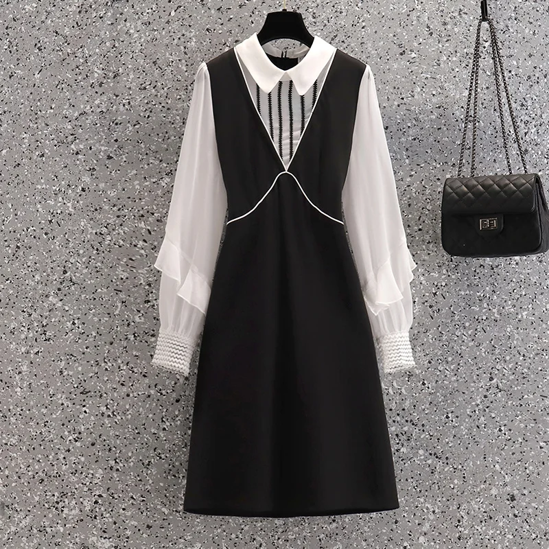 Plus Size Women Office Dress Clothing 2021 Fall Vintage Black Chiffon Patchwork Dresses Sweet Ruffle Long Sleeve Dress Vestidos
Plus Size Women Office Dress Clothing 2021 Fall Vintage Black Chiffon Patchwork Dresses Sweet Ruffle Long Sleeve Dress Vestidos
