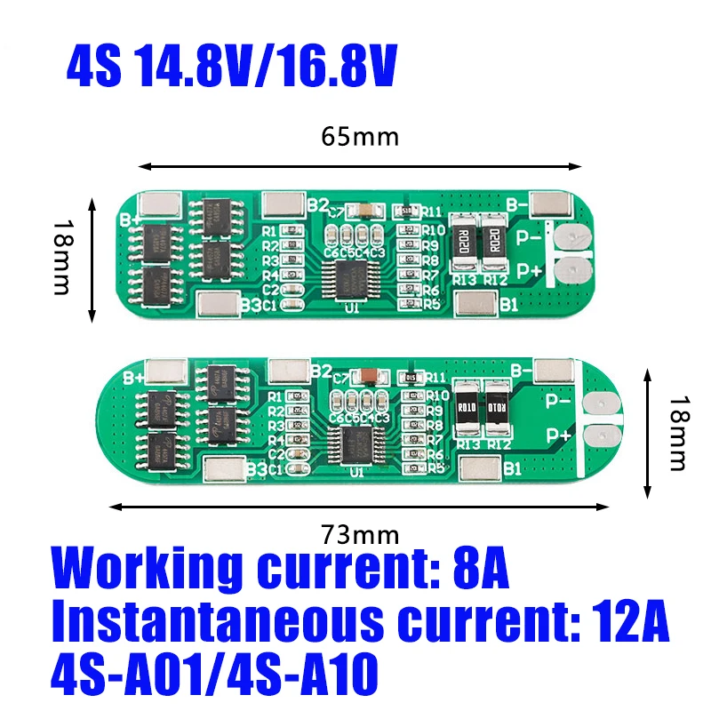 

4S 12A 14.8V 16.8V 18650 Lithium Battery Protection Board 4 Cells Li-ion Lipo Polymer Charger Protection BMS/PCM/PCB Module